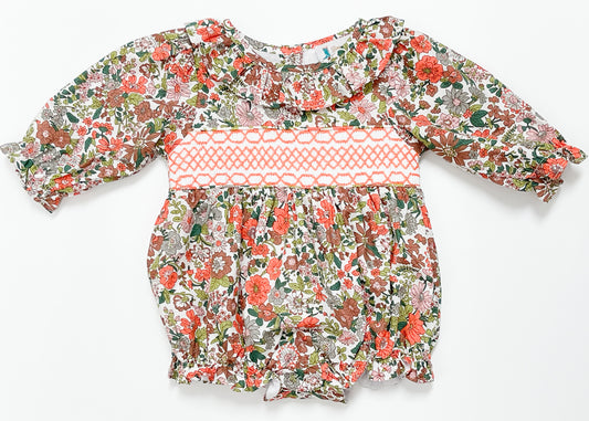 Fall Floral Smocked Bubble