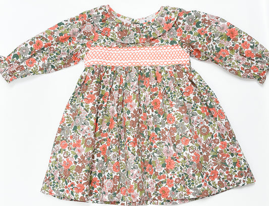 Fall Floral Smocked Dress