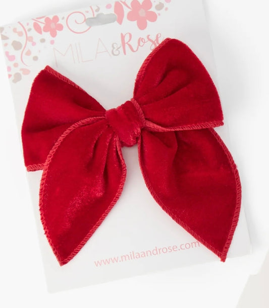 Classic Hair Bow - Red Velvet