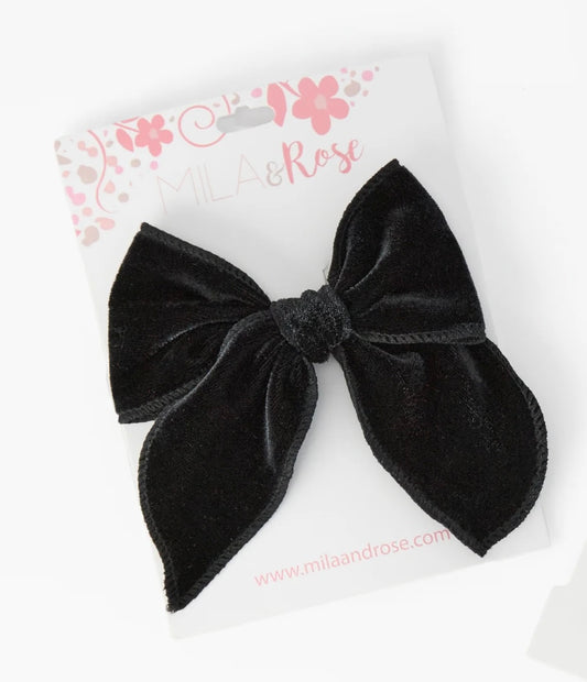 Classic Hair Bow - Black Velvet