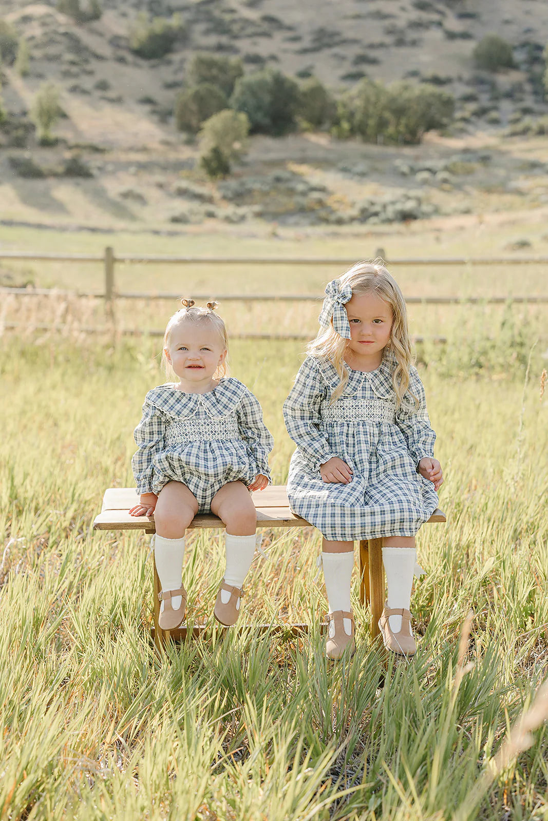 Blue Plaid Bubble Romper