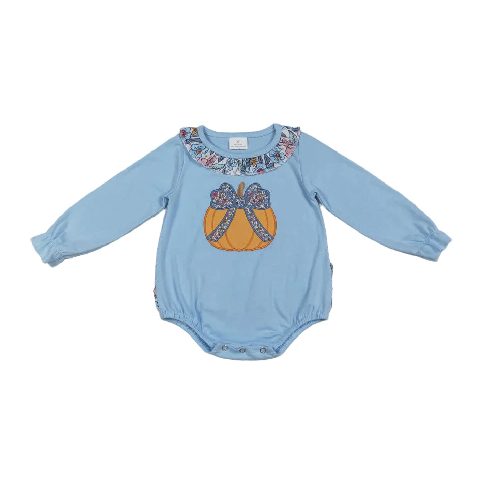 Flower Pumpkin Blue Romper