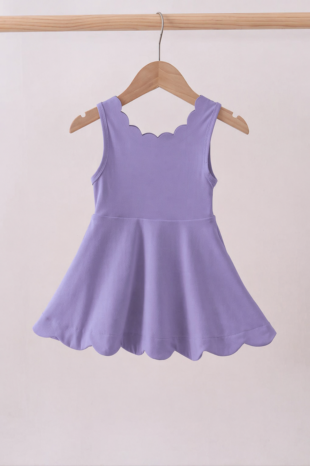 Purple Scallop Active Dress with Shorts