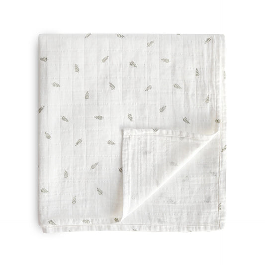 Muslin Swaddle Blanket Organic Cotton  - Leaves