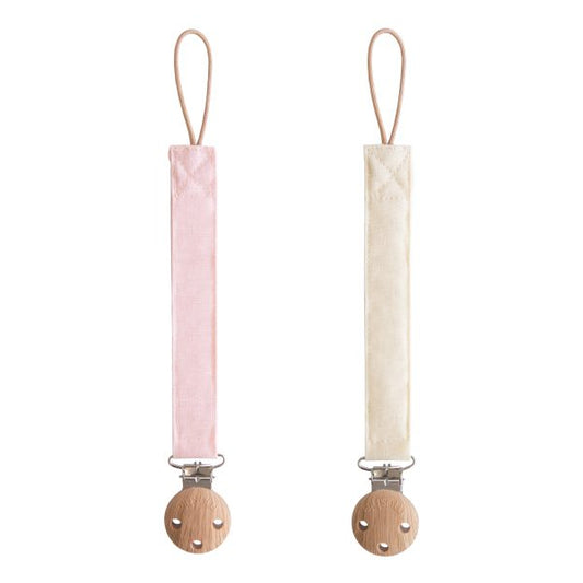 Linen Pacifier Clip - 2 pack (Blush/Cream)