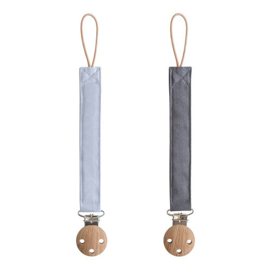 Linen Pacifier Clip - 2 pack (Powder Blue/Deep Sea)