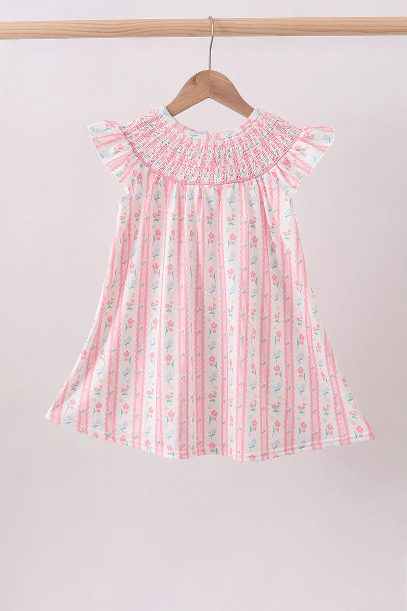 Blush Floral Smock Dress