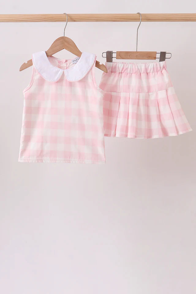 Pink Gingham Skorts Set