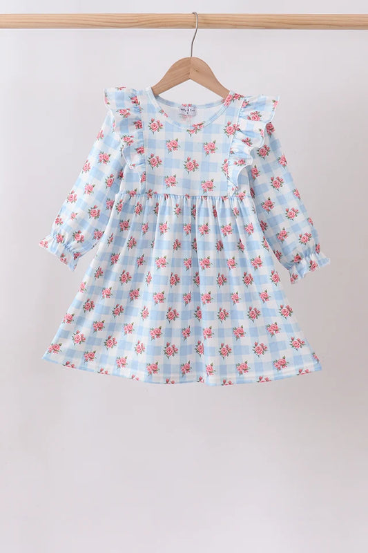 Blue Pink Floral Dress