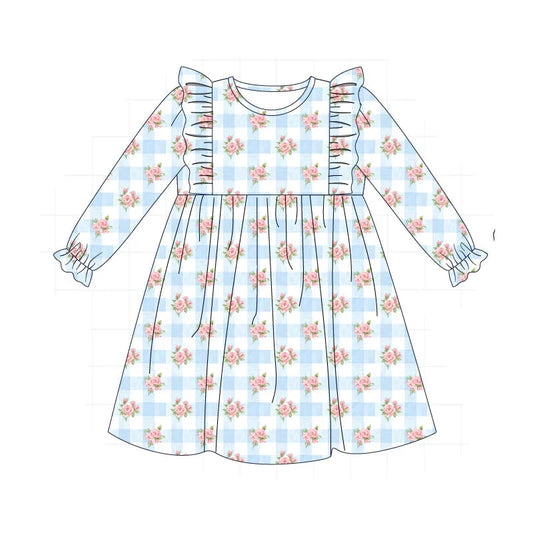 Blue Pink Floral Dress