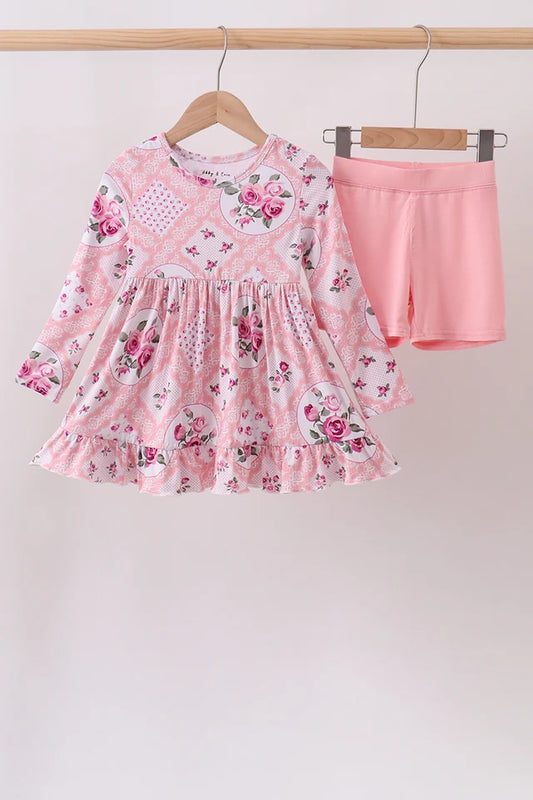Pink Floral Dress w/shorts