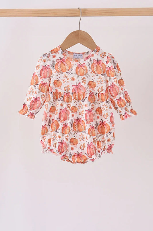 Pumpkin Print Ruffle Bubble