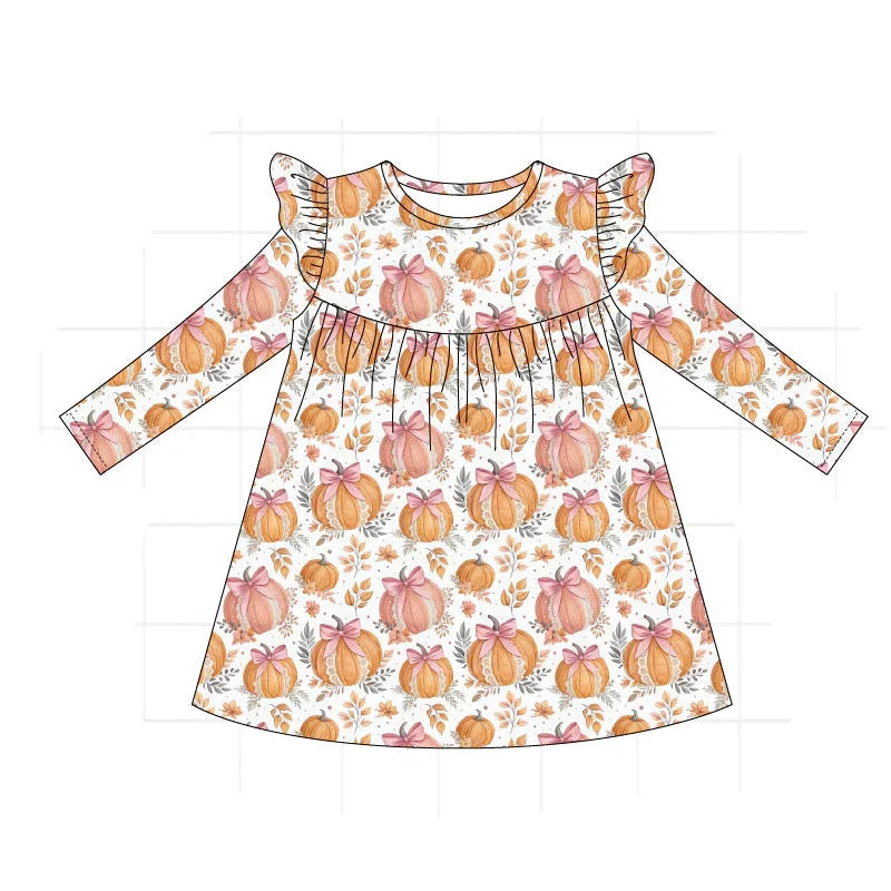Orange Pumpkin Ruffle Dress
