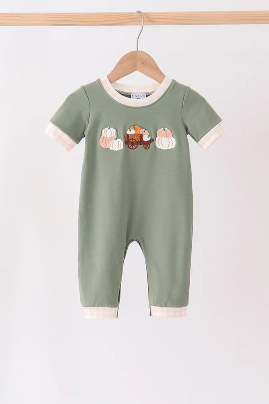 Sage Pumpkin French Knot Romper