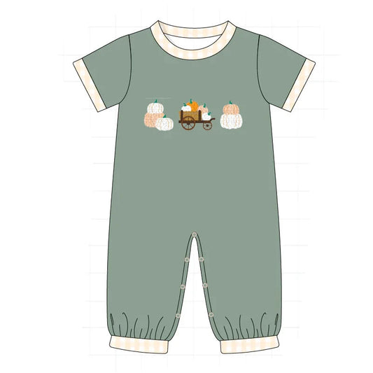Sage Pumpkin French Knot Romper