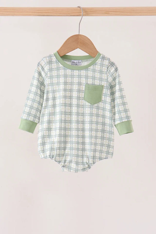 Sage Plaid Romper