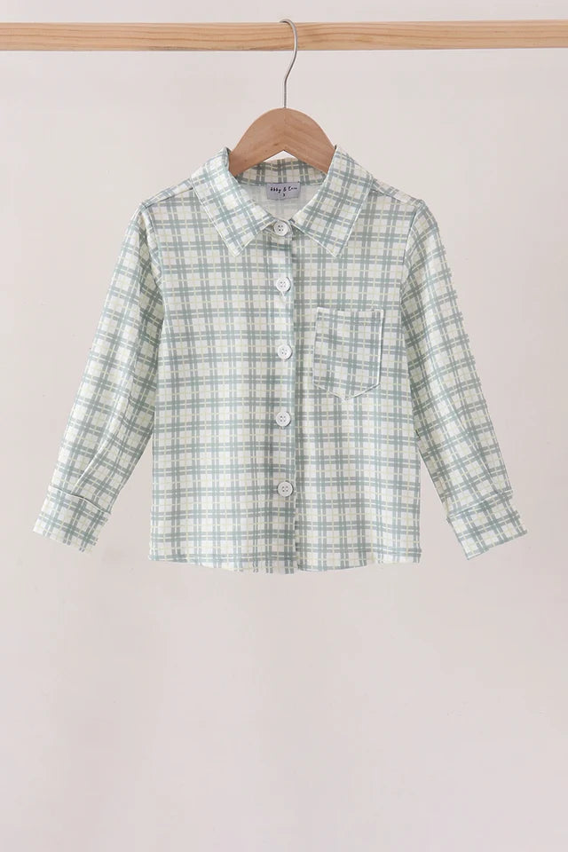 Green Plaid Button Down Shirt