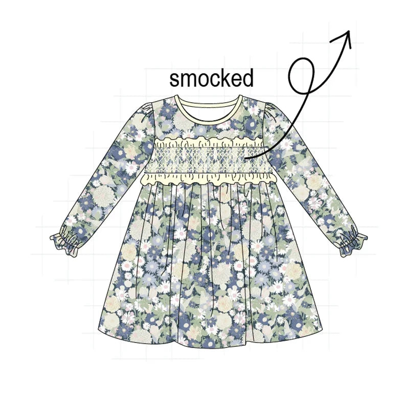 Vintage Floral Smock Dress