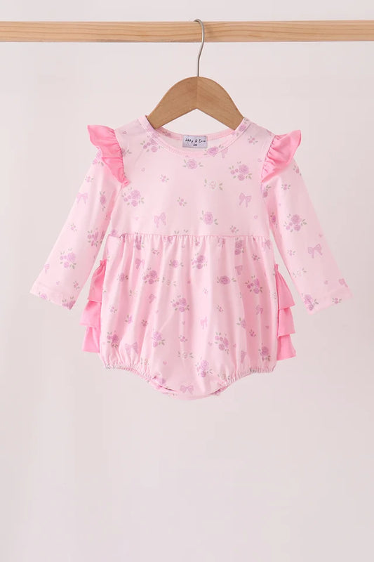 Pink Rose Floral Bow Bubble