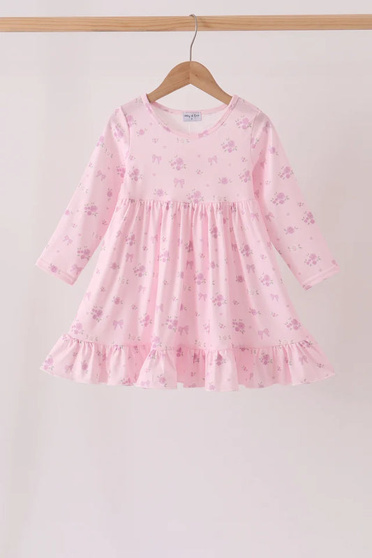 Pink Rose Floral Bow Dress