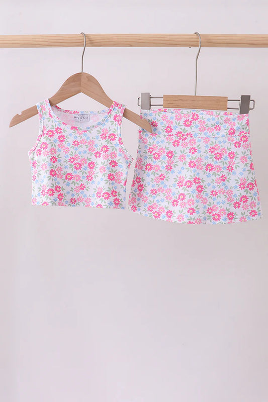 Pink Floral Skort Set