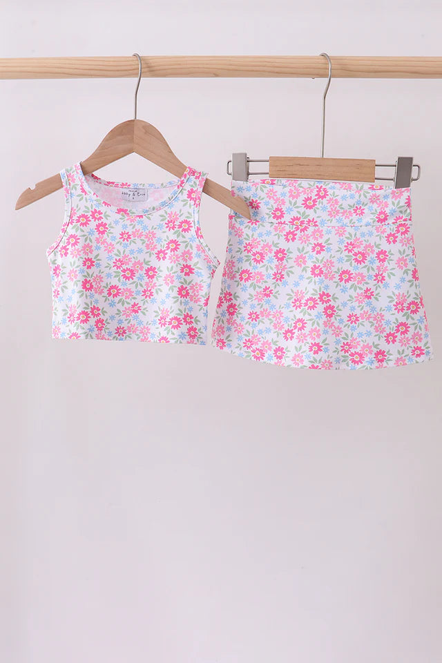 Pink Floral Skort Set