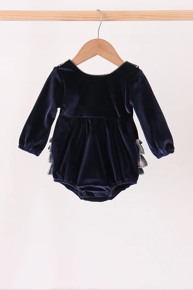 Navy Plaid Ruffle Bubble