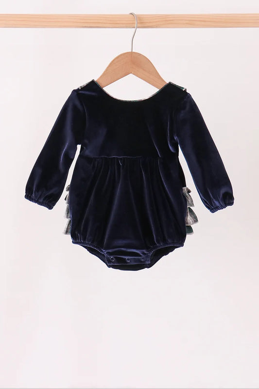 Navy Plaid Ruffle Bubble