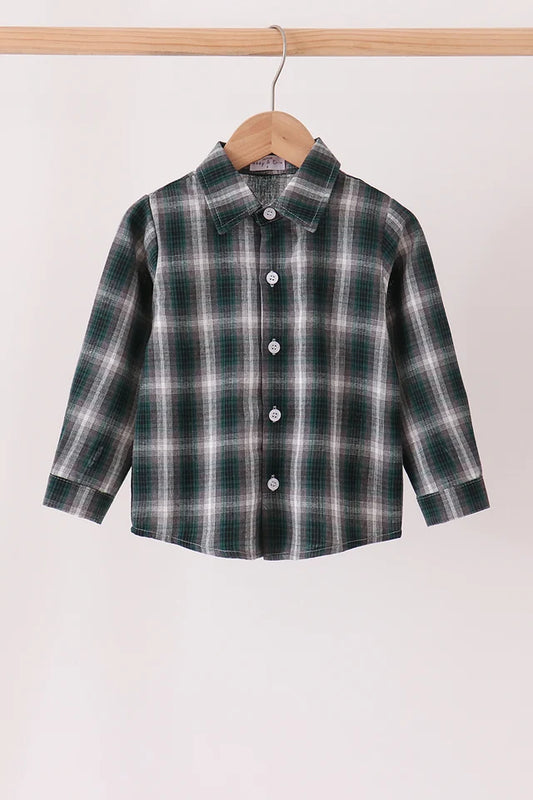 Navy Plaid Button Down Shirt
