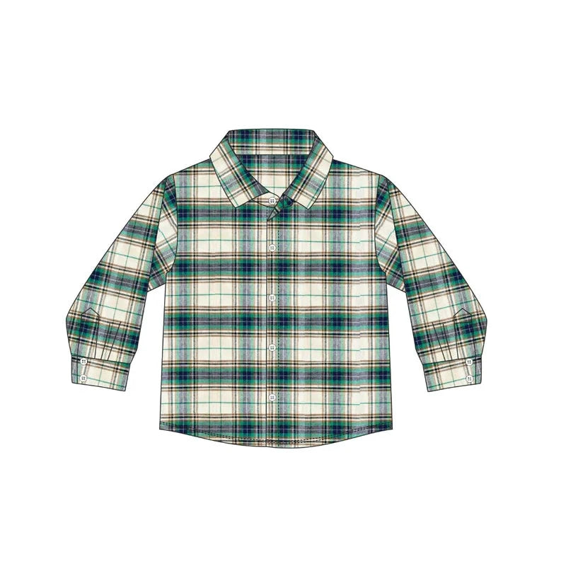 Navy Plaid Button Down Shirt