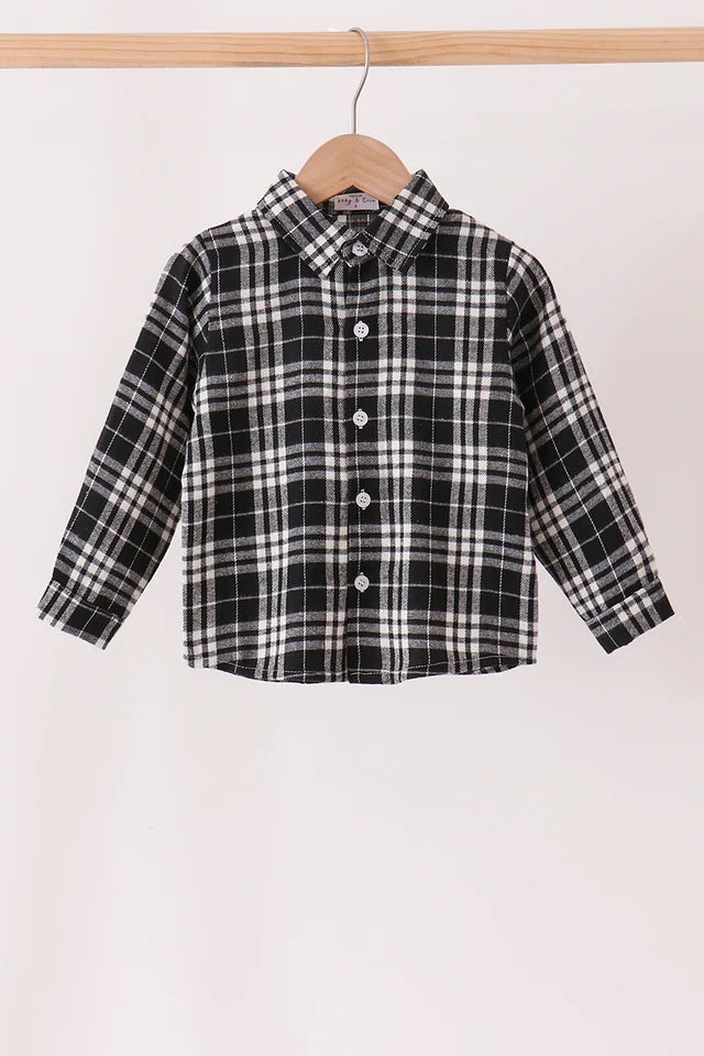 Black Plaid Button Down Shirt