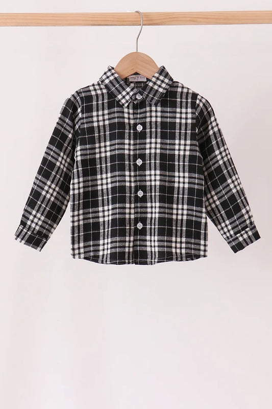 Black Plaid Button Down Shirt