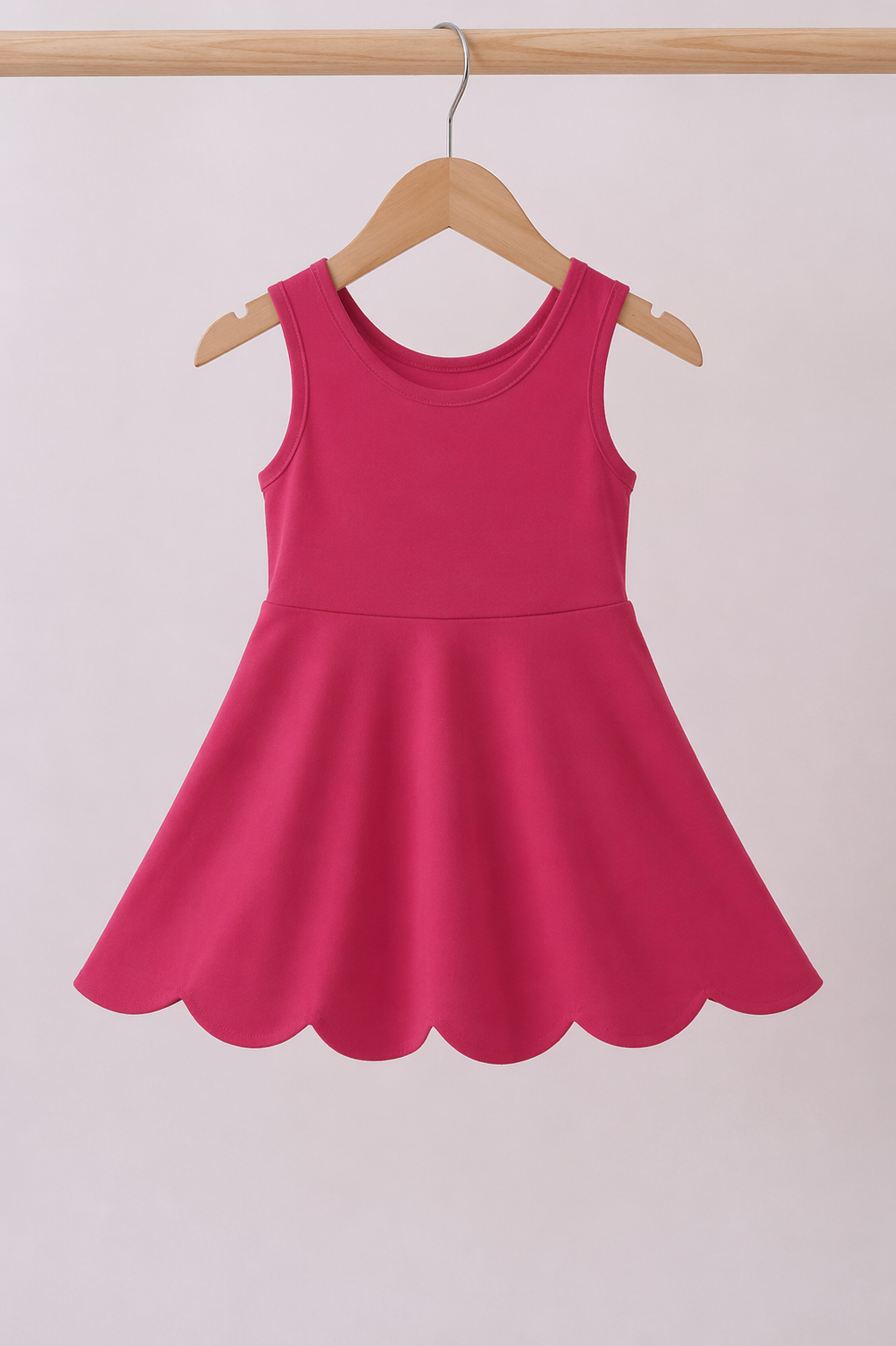 Hot Pink Scallop Active Dress with Shorts