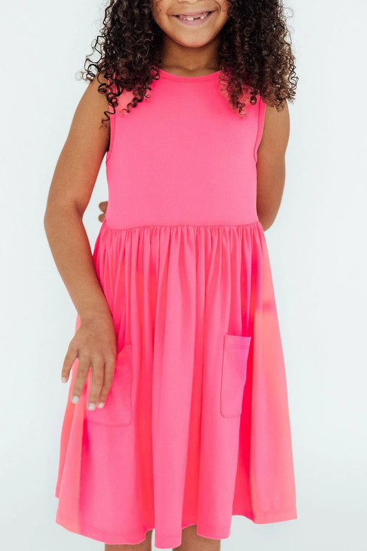 Neon Pink Tank Twirl Dress