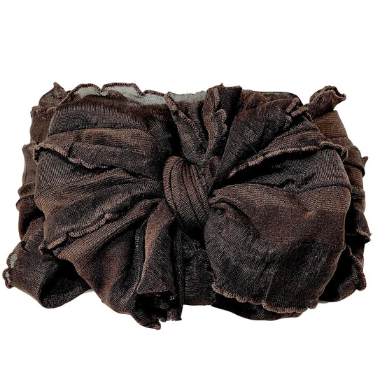 Ruffled Headband - brown