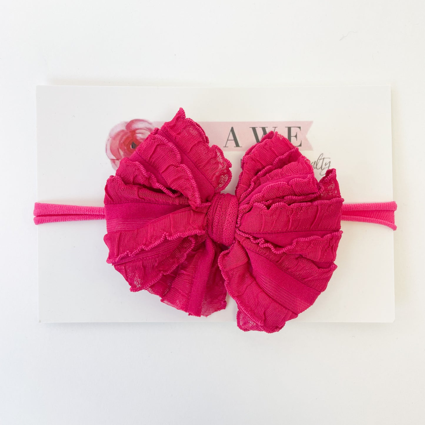 Mini Ruffled Headband - Wild Pink