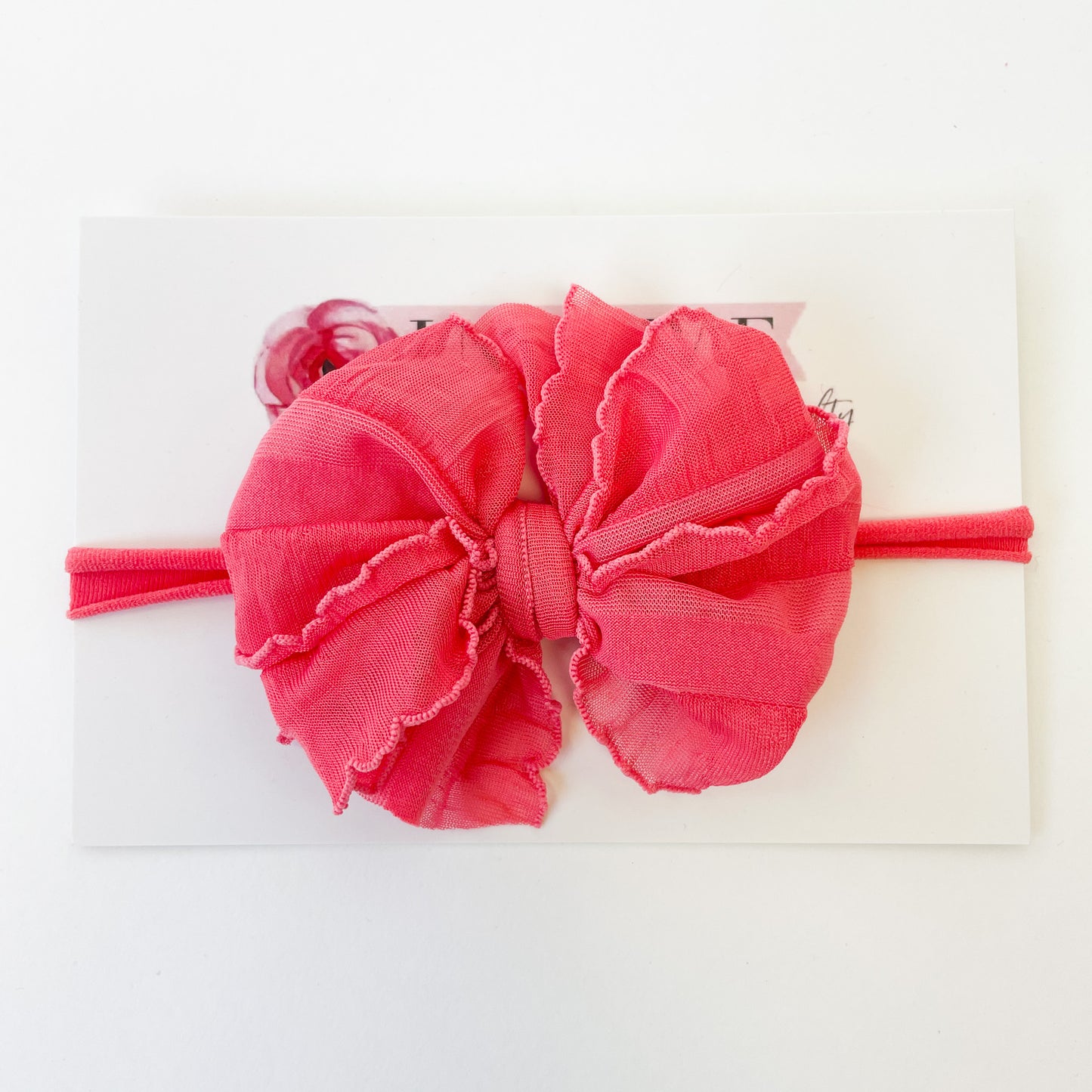 Mini Ruffled Headband - pink grapefruit