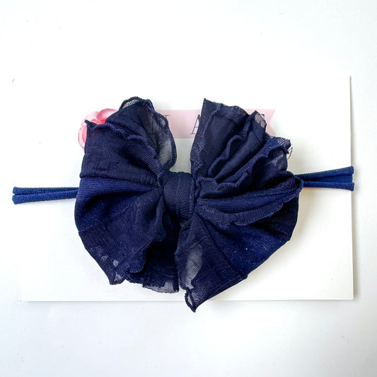 Mini Ruffled Headband - Navy
