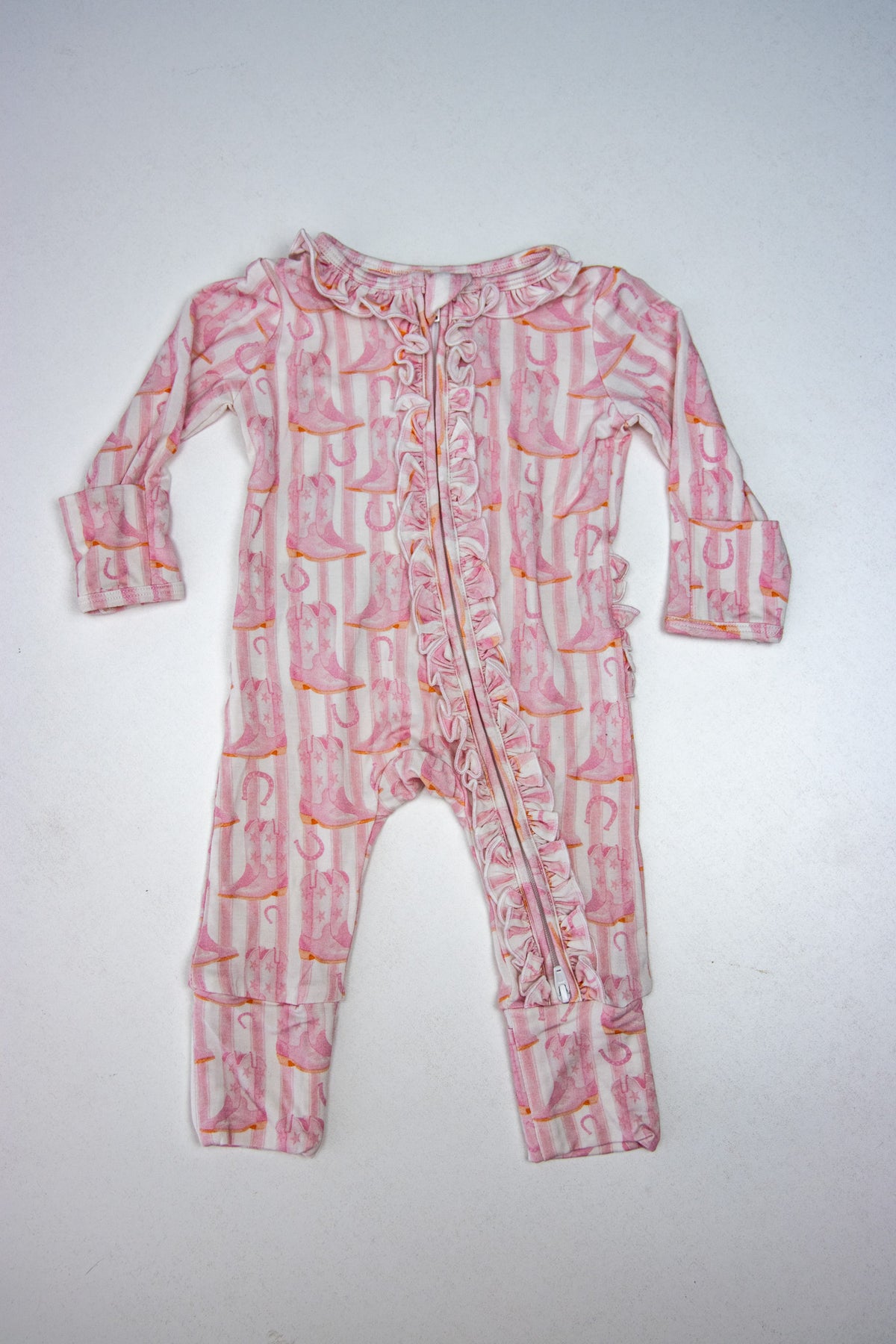Blushin' Boots Ruffle Footie Romper