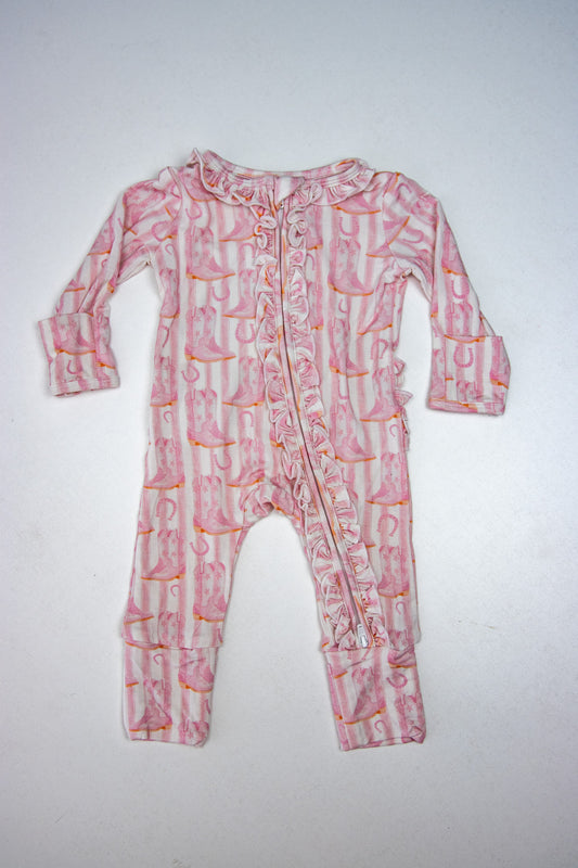 Blushin' Boots Ruffle Footie Romper