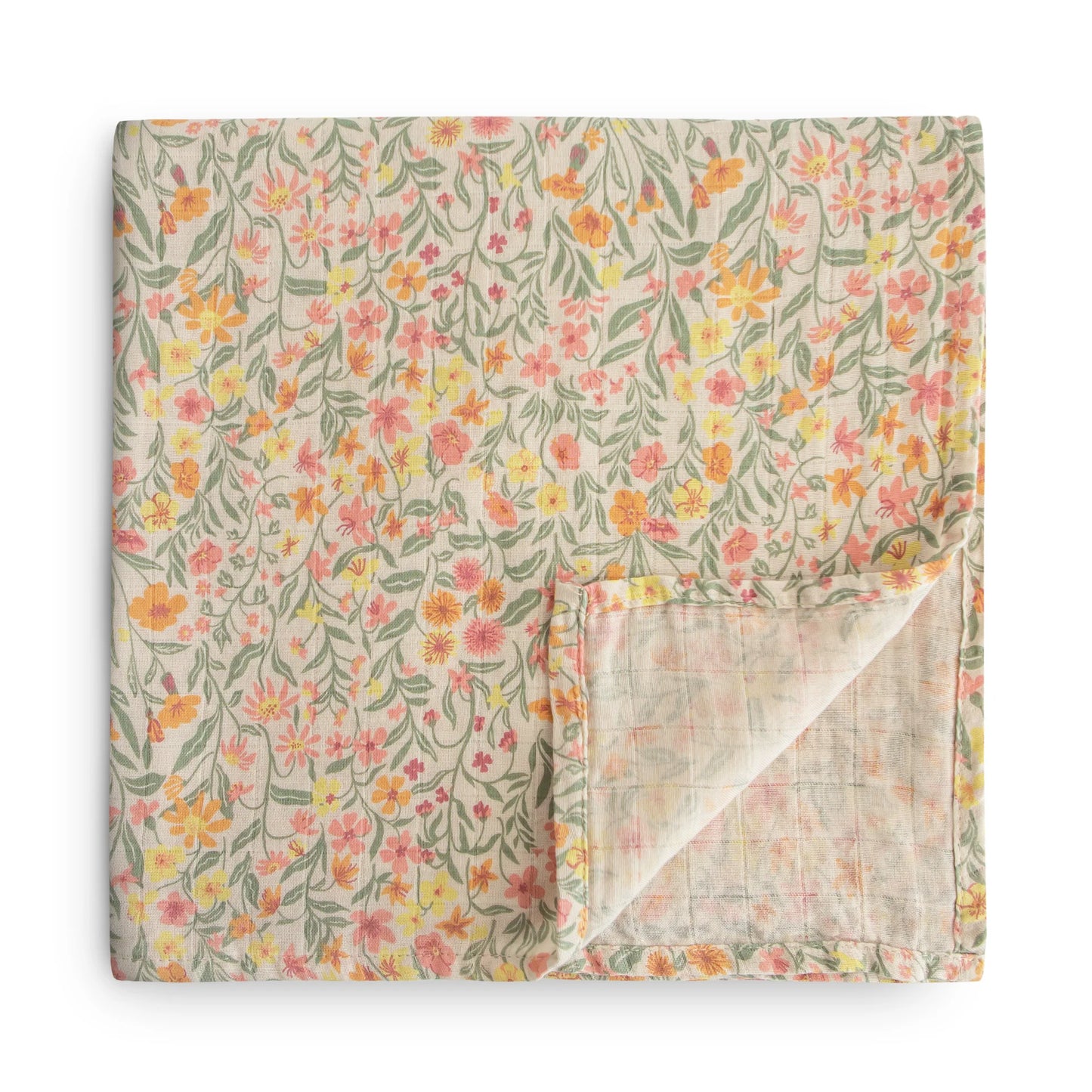 Muslin Swaddle Blanket Organic Cotton  - Pastel Blooms