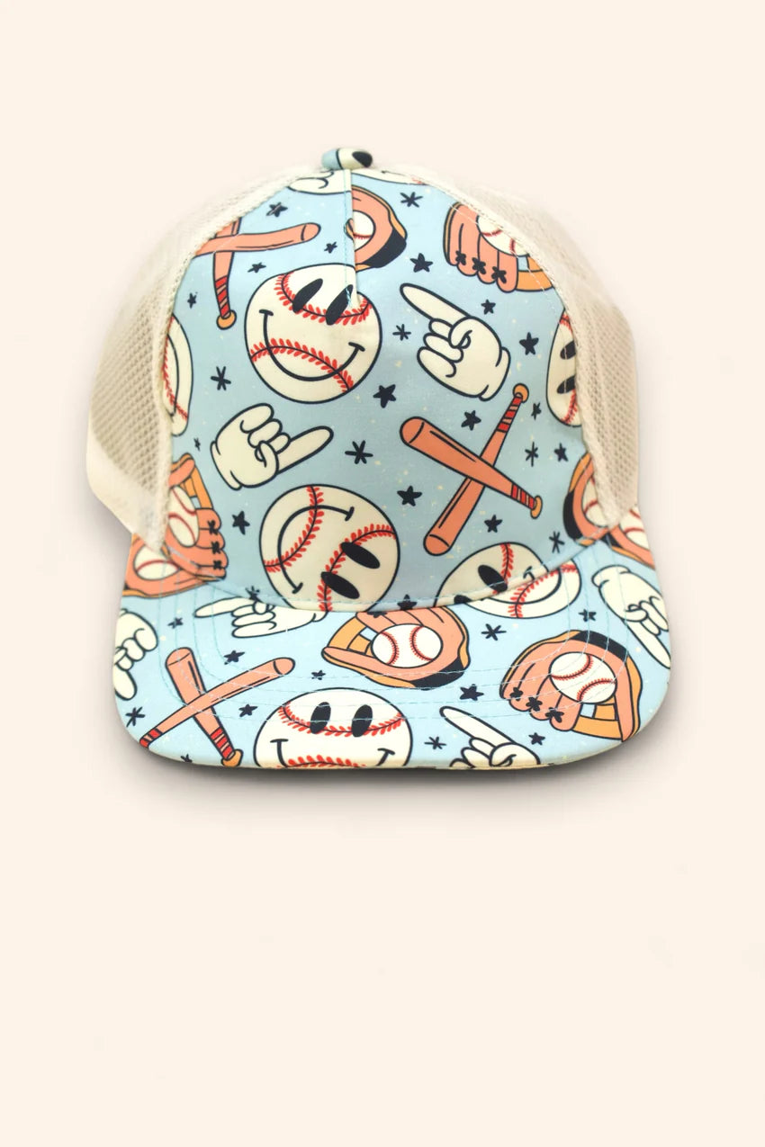 Baseball Smiley Trucker Hat