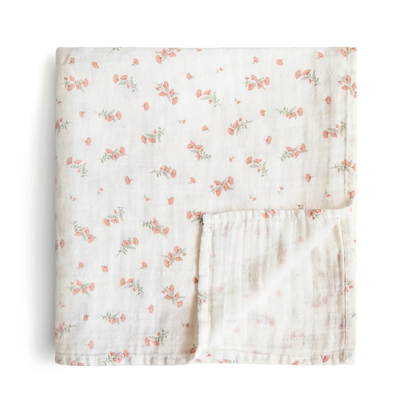 Muslin Swaddle Blanket Organic Cotton  - Pink Flowers