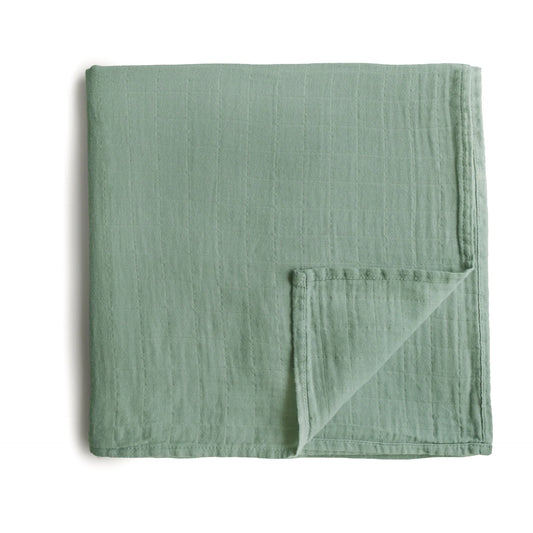 Muslin Swaddle Blanket Organic Cotton  - Roman Green