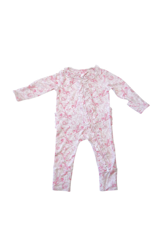 Saddle Sweetheart Ruffle Footie Romper