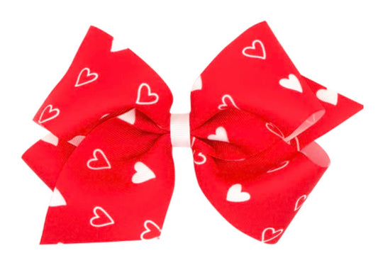 King Valentine Heart Red Hair Bow