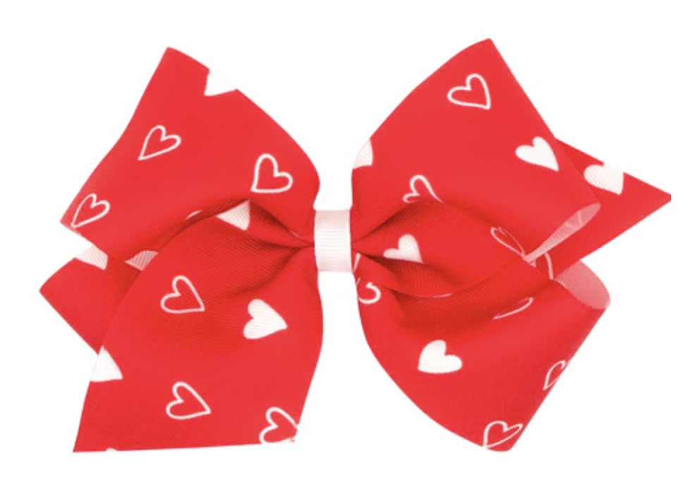 King Valentine Heart Red Hair Bow