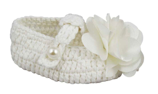 Ivory Crochet Bootie with Flower