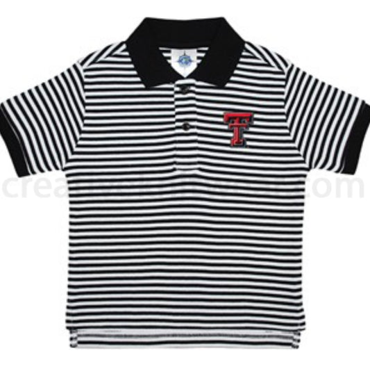 Texas Tech Black/White Stripe Polo