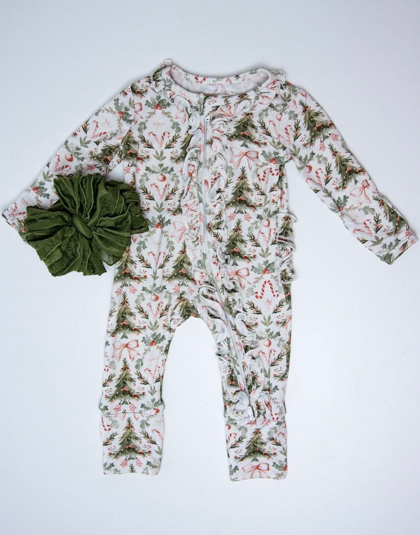 Sugar Pine Ruffle Footie Romper